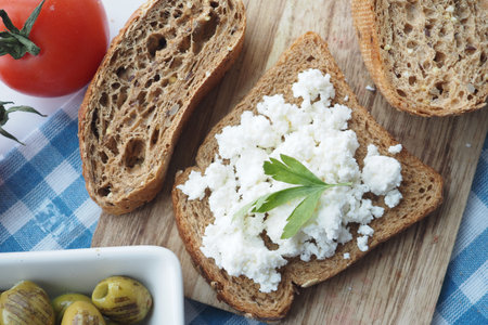 fresh paneer on a bread on table