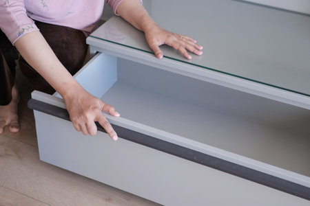 top view of a opened empty drawer