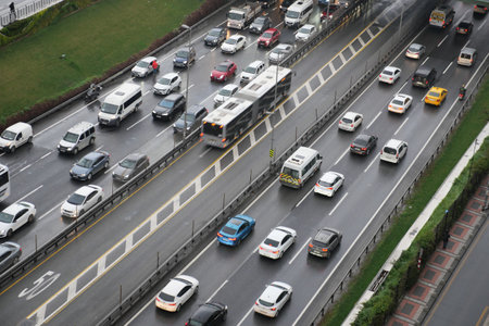 Turkey istanbul 12 january 2023, traffic in a high away in istanbulのeditorial素材