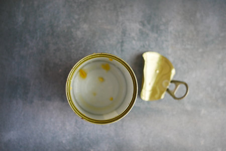 a empty food can on black background ,の写真素材