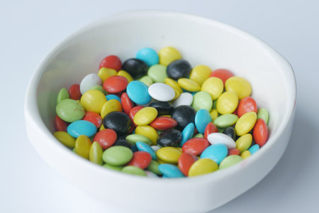multi-colored sweet candies in a boxの写真素材
