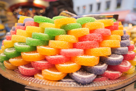 stack of colorful candy sweet jellyの写真素材