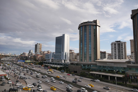Turkey istanbul 12 january 2023, traffic in a high away in istanbulのeditorial素材