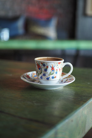 a cup of turkish coffee on tableの写真素材