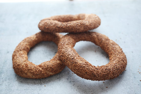 Turkish Bagel Simit on table