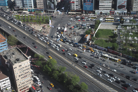 Turkey istanbul 12 january 2023, traffic in a high away in istanbulのeditorial素材