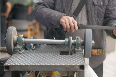 Electric knife sharpening machine in istanbul .の写真素材