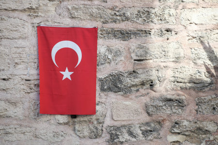 Turkish flag hanging on the window