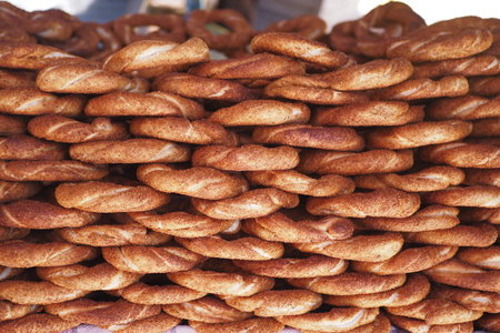 Turkish Bagel Simit selling at taqsim square in a van