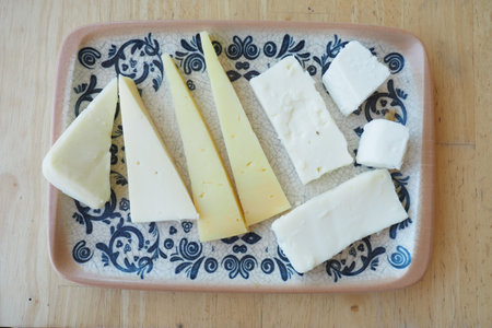 Cheese platter with different kinds of cheese