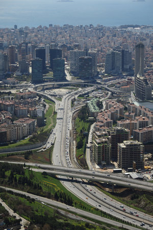 turkey istanbul 19 june 2023. highway road multilevel junction in istanbulのeditorial素材