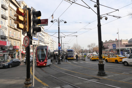 turkey istanbul 1 june 2023. Istanbul light train metro at a district stationのeditorial素材