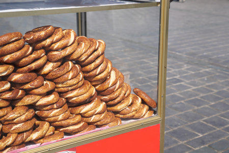 Turkish Bagel Simit selling at taqsim square in a van