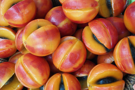 fruit shape colorful natural soap bar in a bowlの写真素材