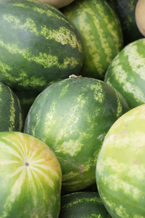 close up of slice of water melon on white background .の写真素材