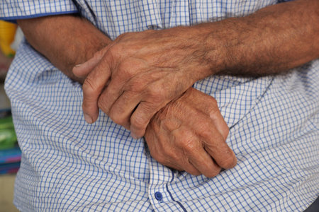 close up of hands of a elderly person