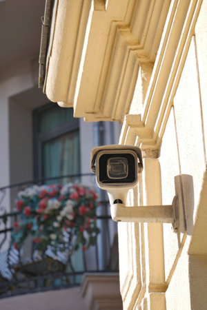 Outdoor security camera on a building in istanbul
