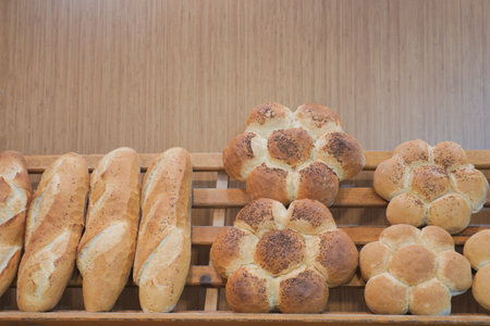 fresh baked breads at Farmers Market shelves in istanbul .の写真素材
