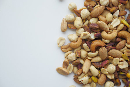 close up of many mixed nutsの写真素材