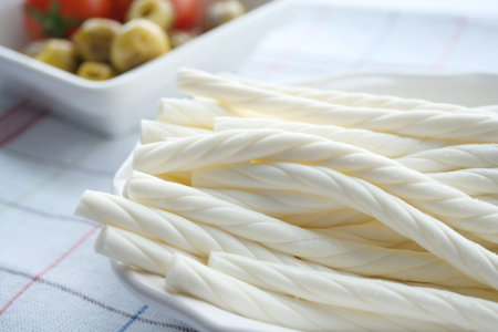 Closeup of Turkish cheese burgu peynir in a bowl