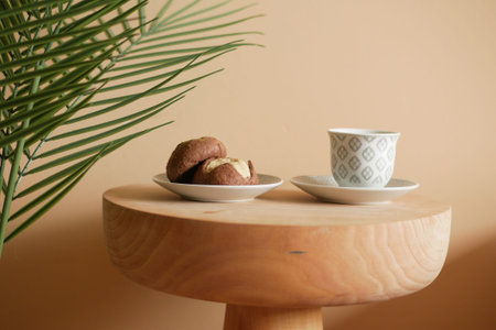 chocolate sweet cookies and black coffee on a serving table