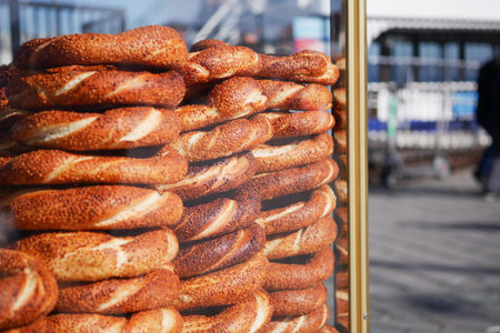 Turkish Bagel Simit selling at taqsim square in a van