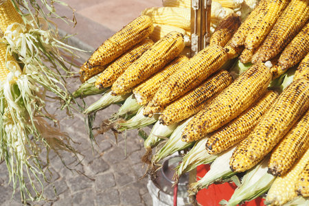 Grilled Corn for sale in a market stall in istanbul