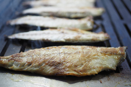 Baking and roasting fish on barbecue grill.
