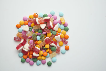 colorful candy sweet jelly ion white background