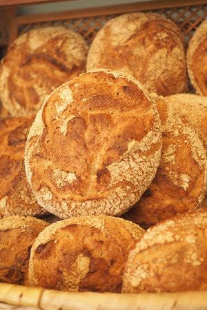fresh baked breads at Farmers Market shelves in istanbul .