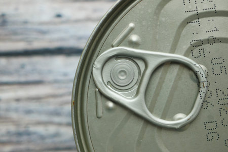 close up of a food can on white background ,