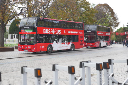 Istanbul Turkey 12 may 2023. Red Big Bus Double decker tourist Tour bus..