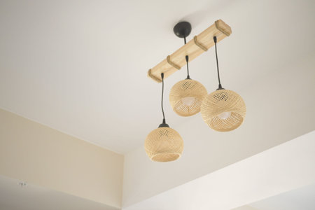 colorful ceiling lamp hanging in a room ,