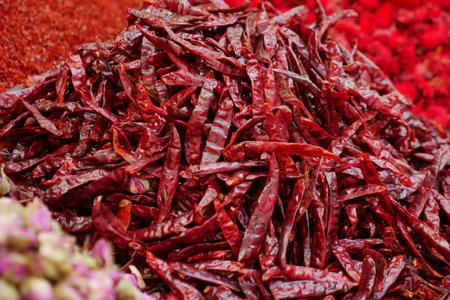 dry chili selling on spice bazar