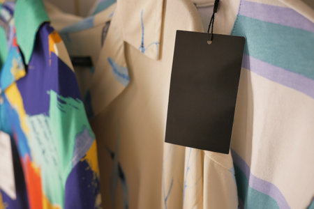 Blank price tag on shirtの写真素材