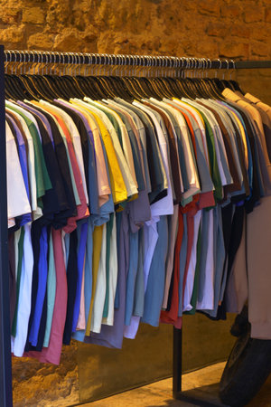 Row of Shirts in a store in istanbul .の写真素材