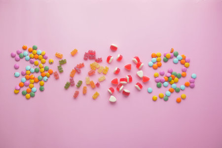 colorful candy sweet jelly in a bowl on table