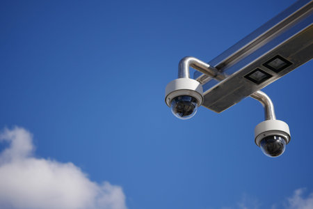 Close-up Of Security Camera On The Street.