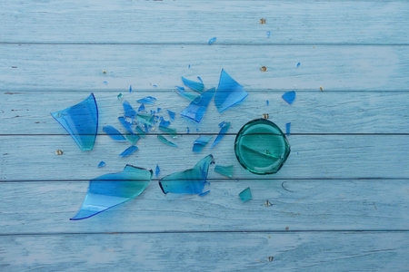 Breaking of a glass on a floor,