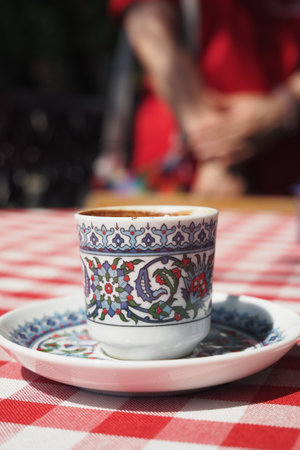 a cup of turkish coffee on tableの写真素材