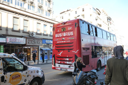 Istanbul Turkey 12 may 2023. Red Big Bus Double decker tourist Tour bus..