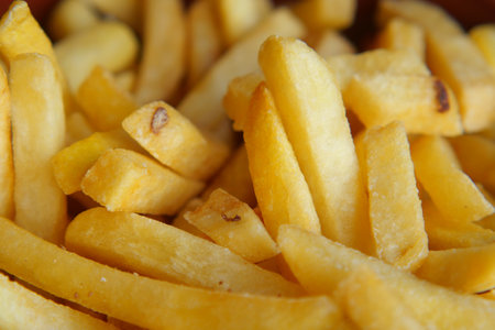 detail shot of French Fries on tableの写真素材