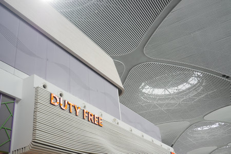 turkey istanbul 12 january 2024. Duty Free Shop in Istanbul airport Turkey. Duty free shops are retail outlets that are exempt from the payment local or national taxes and dutiesのeditorial素材