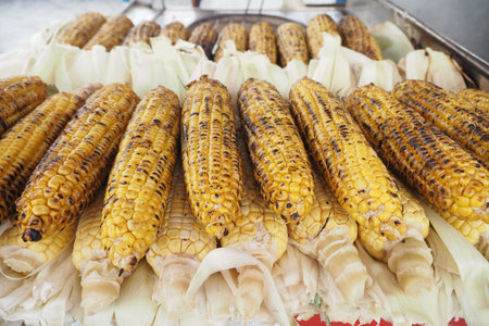 Grilled Corn for sale in a market stall in istanbul