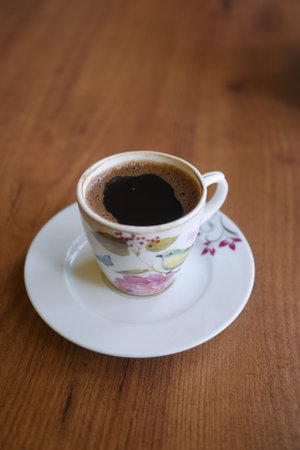 a cup of turkish coffee on tableの写真素材
