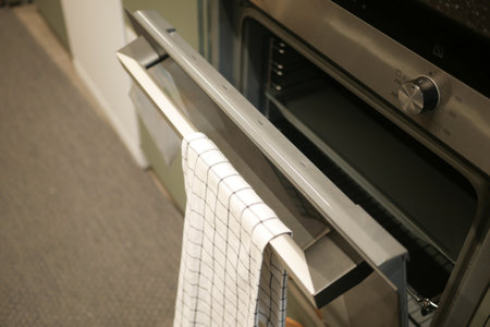 open electric oven at homeの写真素材
