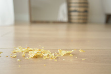 Dirt and dust on wooden floorの写真素材