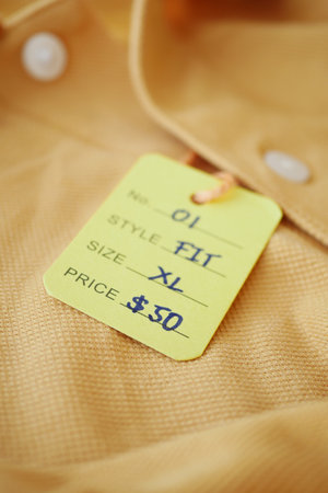 50 dollar price tag on a shirt ,の写真素材