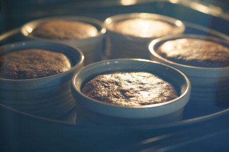 cooking brown cupcakes. Baking in oven.