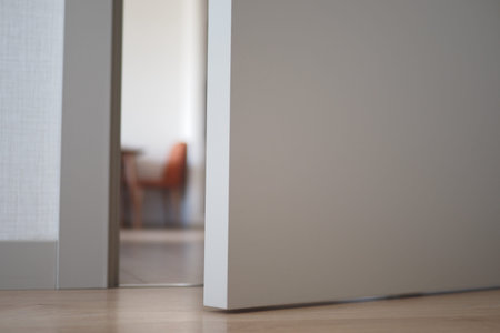 open door concept with Door handle and blur interior room background,